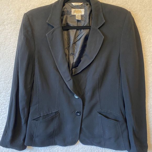 Talbots‎ Womens Three Button Lined Blazer Black Size 6 Italian Fabric - Picture 4 of 11